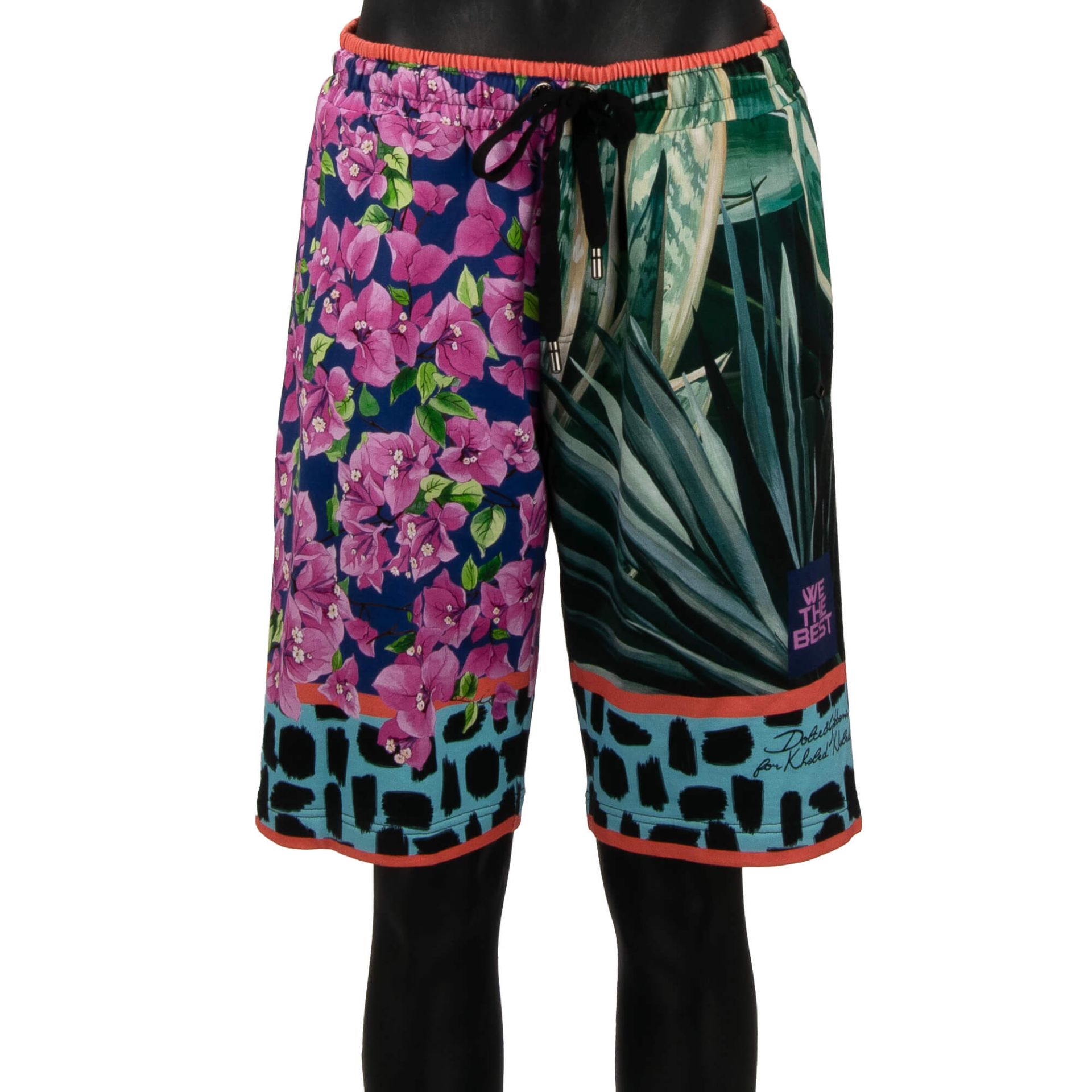 未使用級 DOLCE&GABBANA DJ Khaled コラボ ハーフパンツ DJ Khaled Sweatshorts with Lion and Flowers Print Black Red | 56